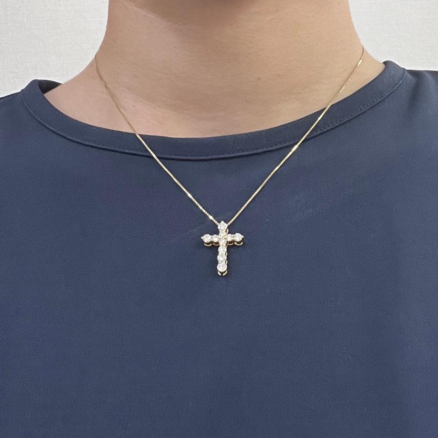 ネックレス 18金 ダイヤモンド 1.00ct クロス 十字架 K18 YG  