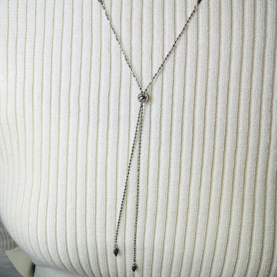 ロング ネックレス 18金 ホワイトゴールド カットボール 70cm 3WAY K18