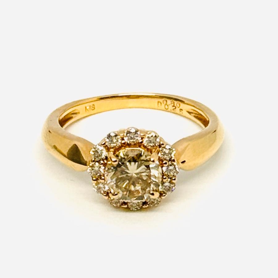リング 18金 ピンクゴールド ライトブラウン ダイヤモンド 1.05ct SI-1