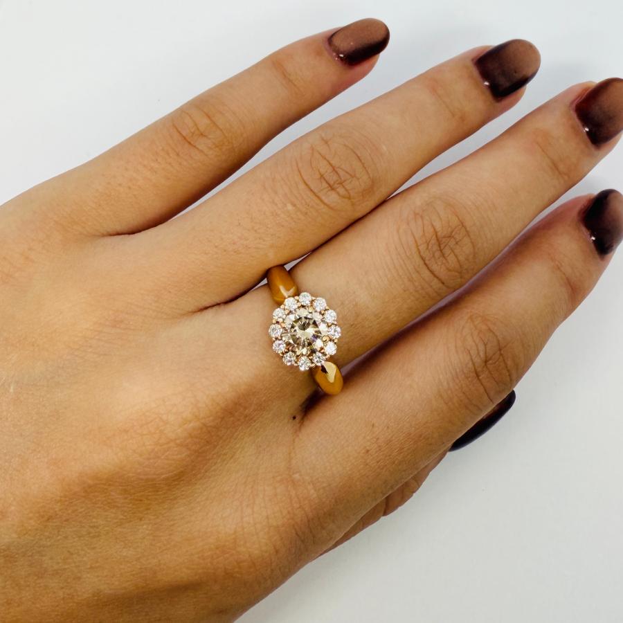 リング 18金 ピンクゴールド ライトブラウン ダイヤモンド 1.05ct SI-1