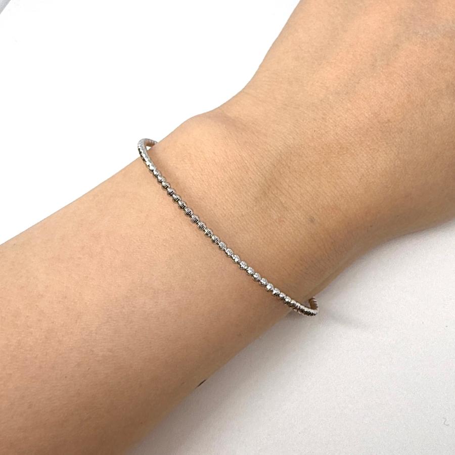 バングル 18金 プラチナ カットボール 幅2mm 16cm K18 YG PG Pt850 ダイヤカット RMジュエリーの画像