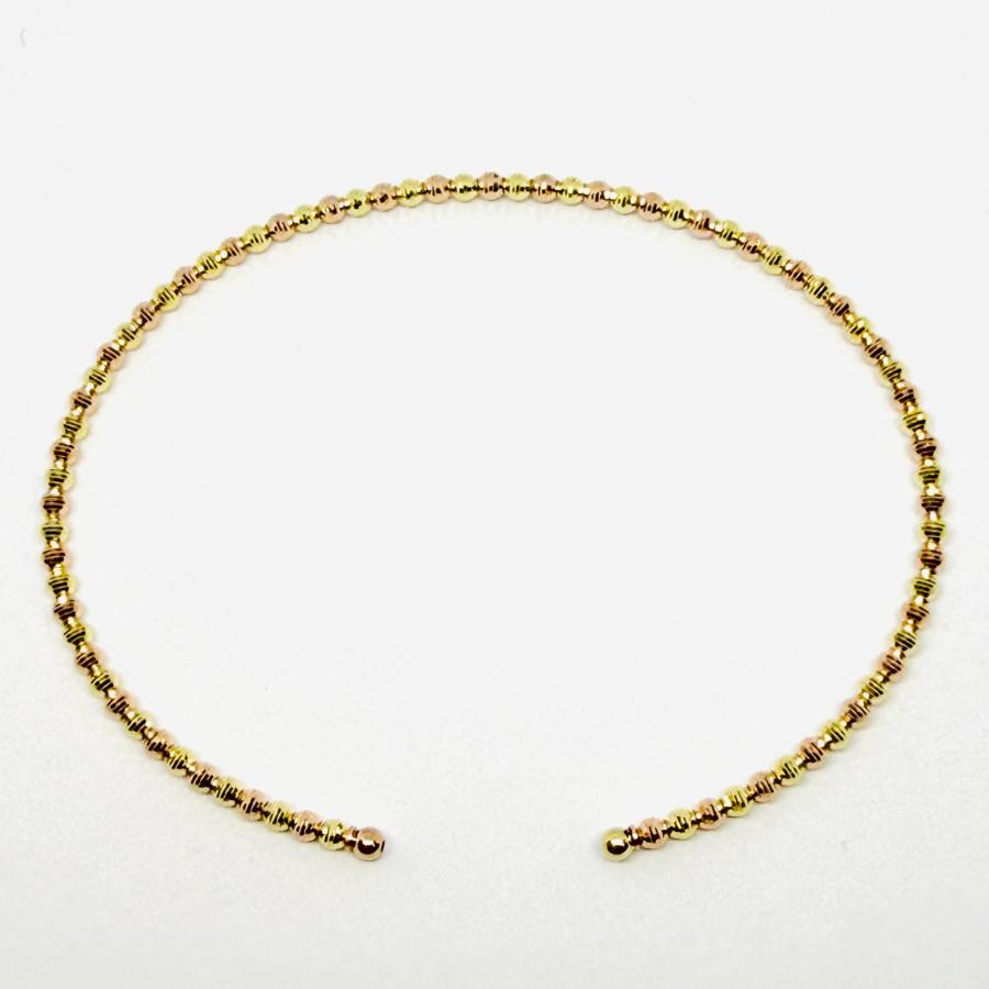 バングル 18金 プラチナ カットボール 幅2mm 16cm K18 YG PG Pt850 ダイヤカット RMジュエリーの画像