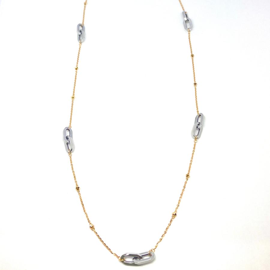 ロング ネックレス 18金 アズキ ポラリス ペーパークリップ 70cm K18 YG WG RMジュエリーの画像