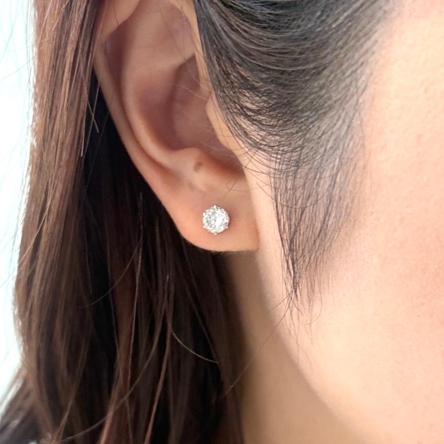 ピアス プラチナ ダイヤモンド 1.0ct Pt900 一粒 プチ 6本爪 スタッド 