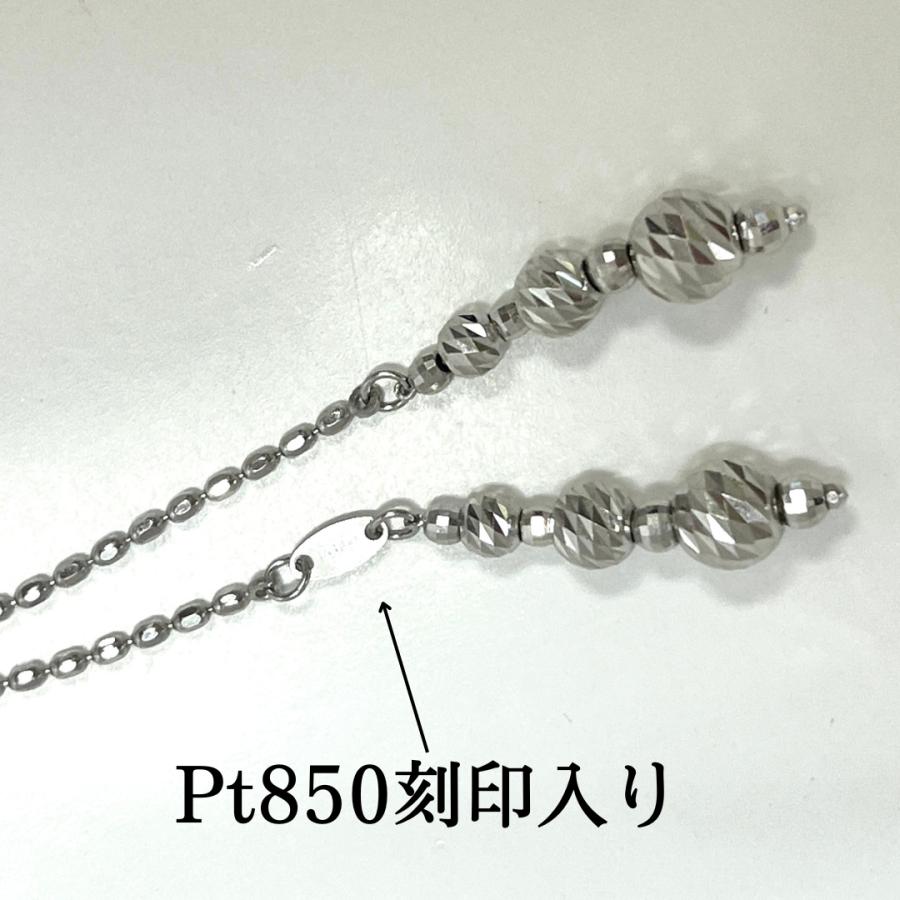 Pt850ラリエットロングネックレス　スライドミラーボール、スティック3㎝ ロング ネックレス Pt850 プラチナ 75cm Yネック 3WAY ミラー