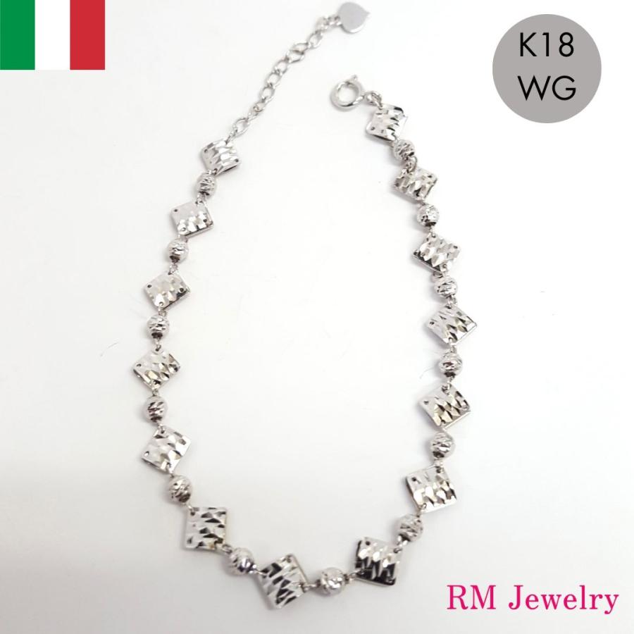 ほぼ未使用 K18 デザインブレスレット WG ホワイトゴールド イタリア製