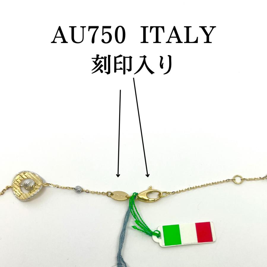 ロング ネックレス K18 YG WG 75cm カットボール フラワー イタリア製 
