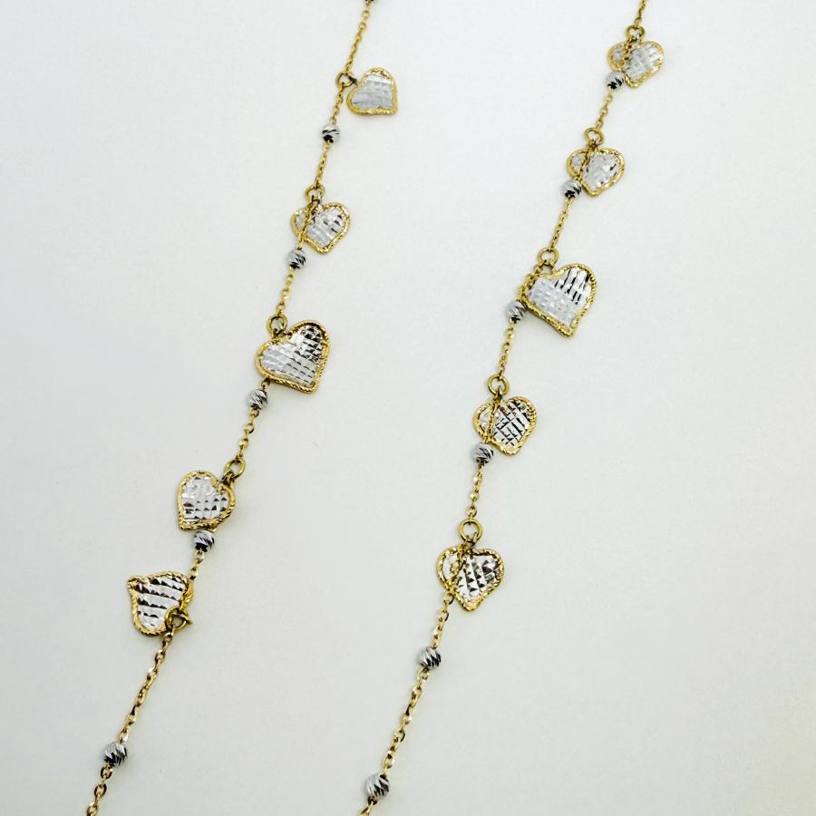 ロング ネックレス 18金 ハート ミラーボール 75cm 2WAY K18 YG WG