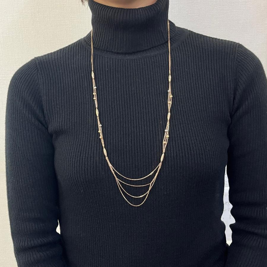 ロング ネックレス K18 PG YG WG ミラーボール 70cm イタリア製