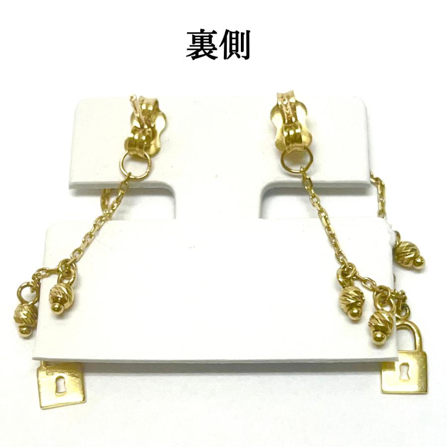 18金 ピアス 鍵 キー スタッド 2WAY 揺れる K18 YG イタリア製 