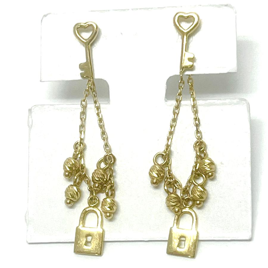 18金 ピアス 鍵 キー スタッド 2WAY 揺れる K18 YG イタリア製