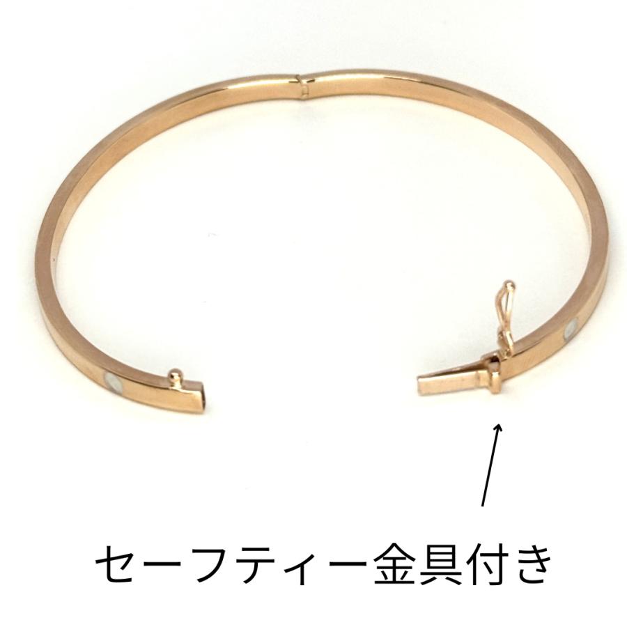 18金 ピンクゴールド ホワイトゴールド バングル 幅3mm 16cm