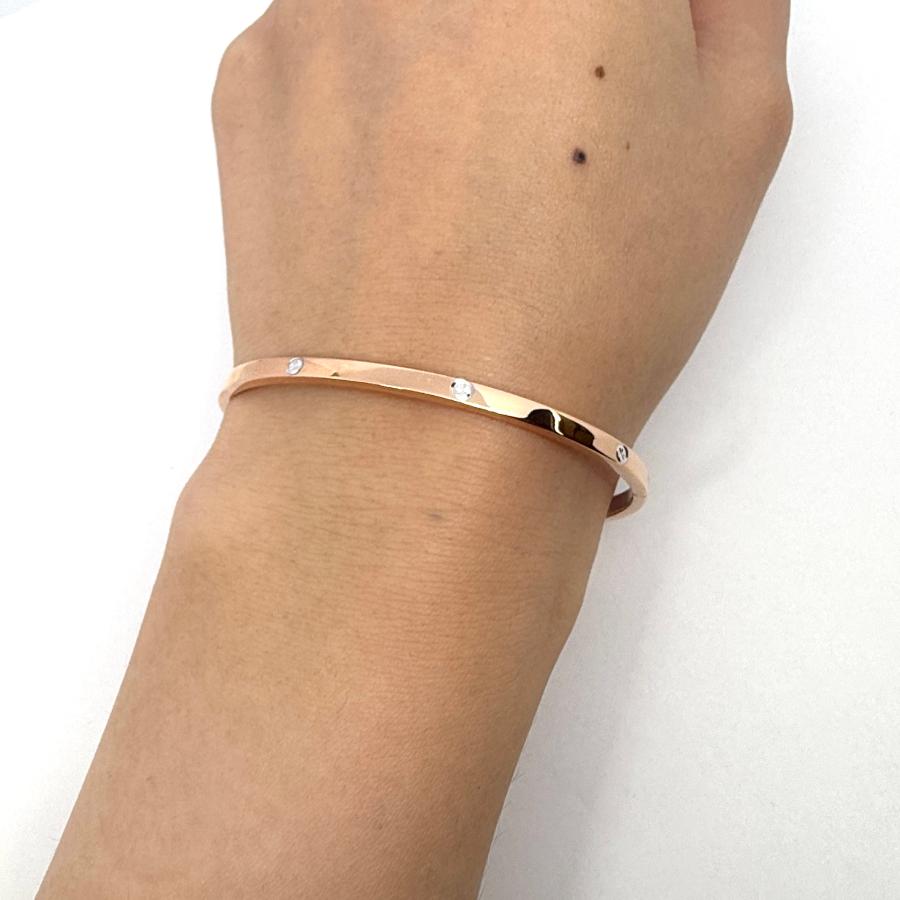 18金 ピンクゴールド ホワイトゴールド バングル 幅3mm 16cm