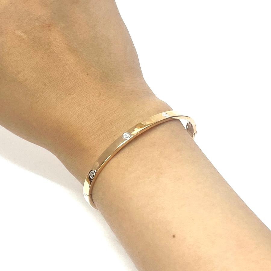 18金 ピンクゴールド ホワイトゴールド バングル 幅3mm 16cm