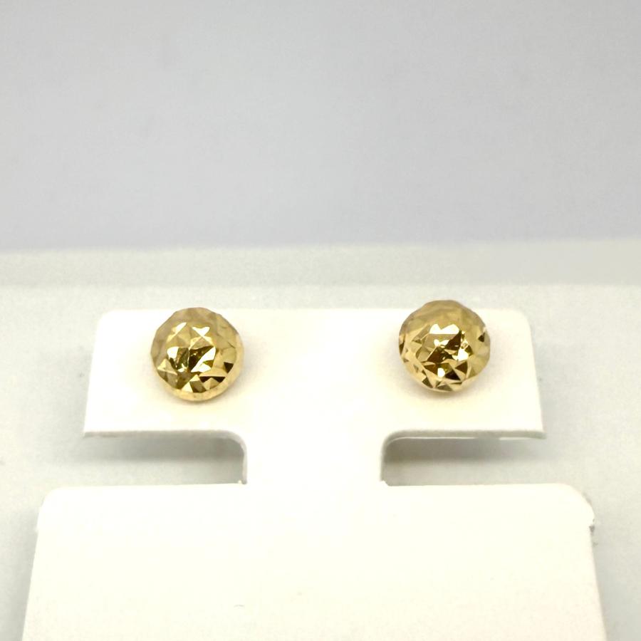 スタッド ピアス 18金 カットボール 直径6.2mm K18 YG イタリア製 