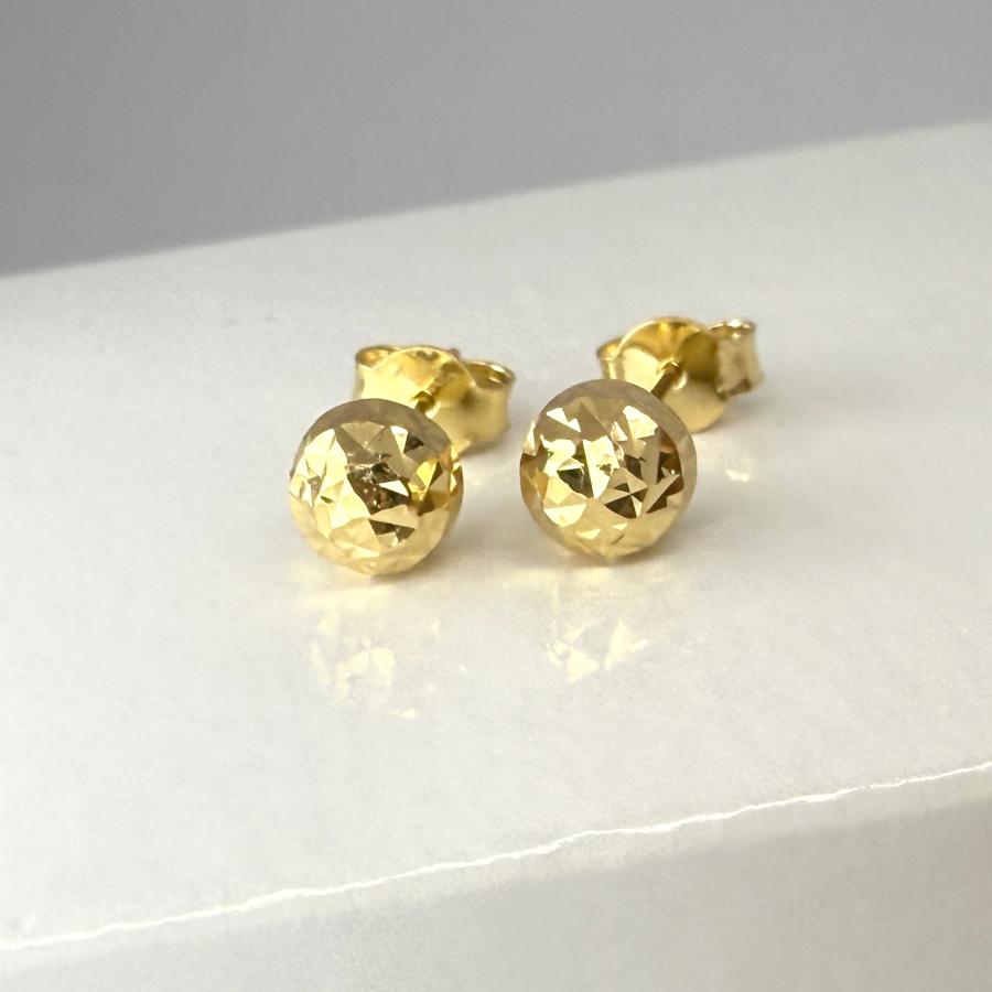 スタッド ピアス 18金 カットボール 直径6.2mm K18 YG イタリア製