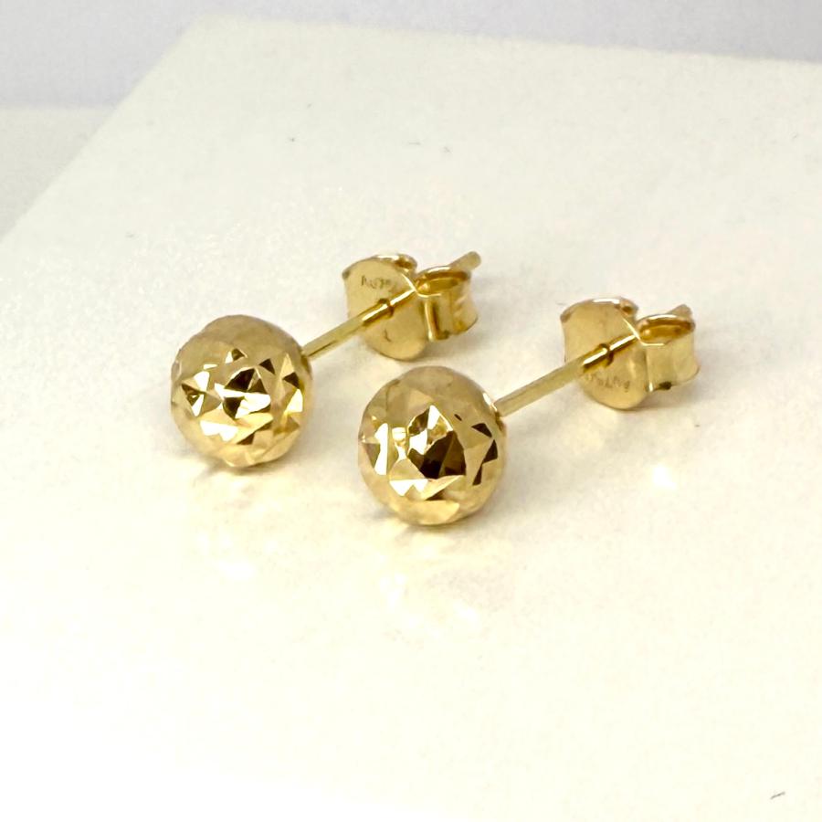スタッド ピアス 18金 カットボール 直径6.2mm K18 YG イタリア製