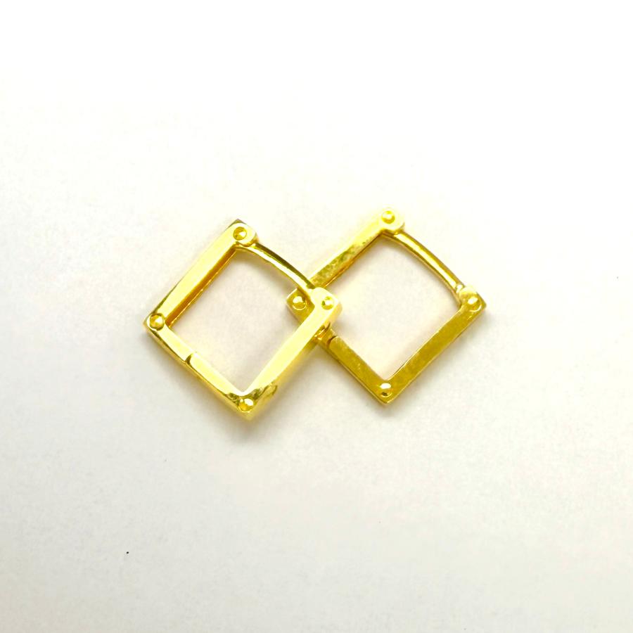 フープ ピアス 18金 スクエア 四角 直径10mm 中折れ式 K18 YG