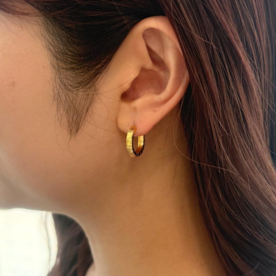 フープ ピアス 18金 リングピアス 外径15mm K18 YG 中折れ式