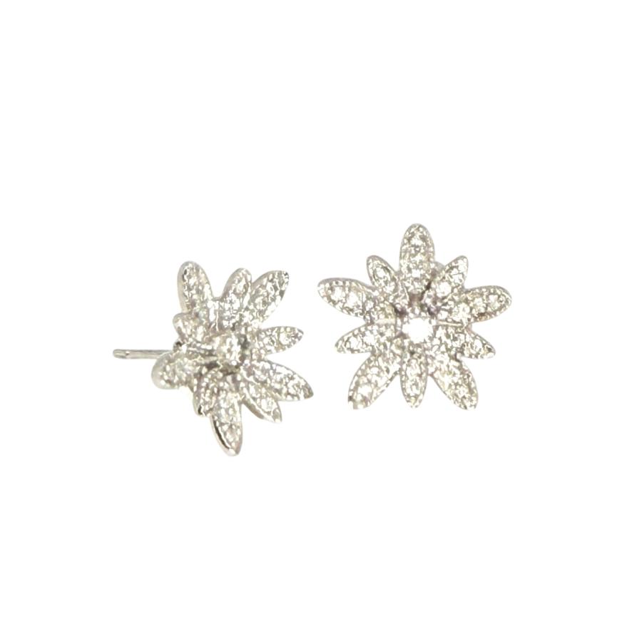 ピアス ダイヤモンド 0.4ct 18金 ホワイトゴールド フラワー 花