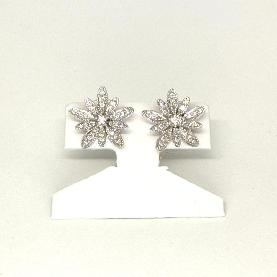 ピアス ダイヤモンド 0.4ct 18金 ホワイトゴールド フラワー 花