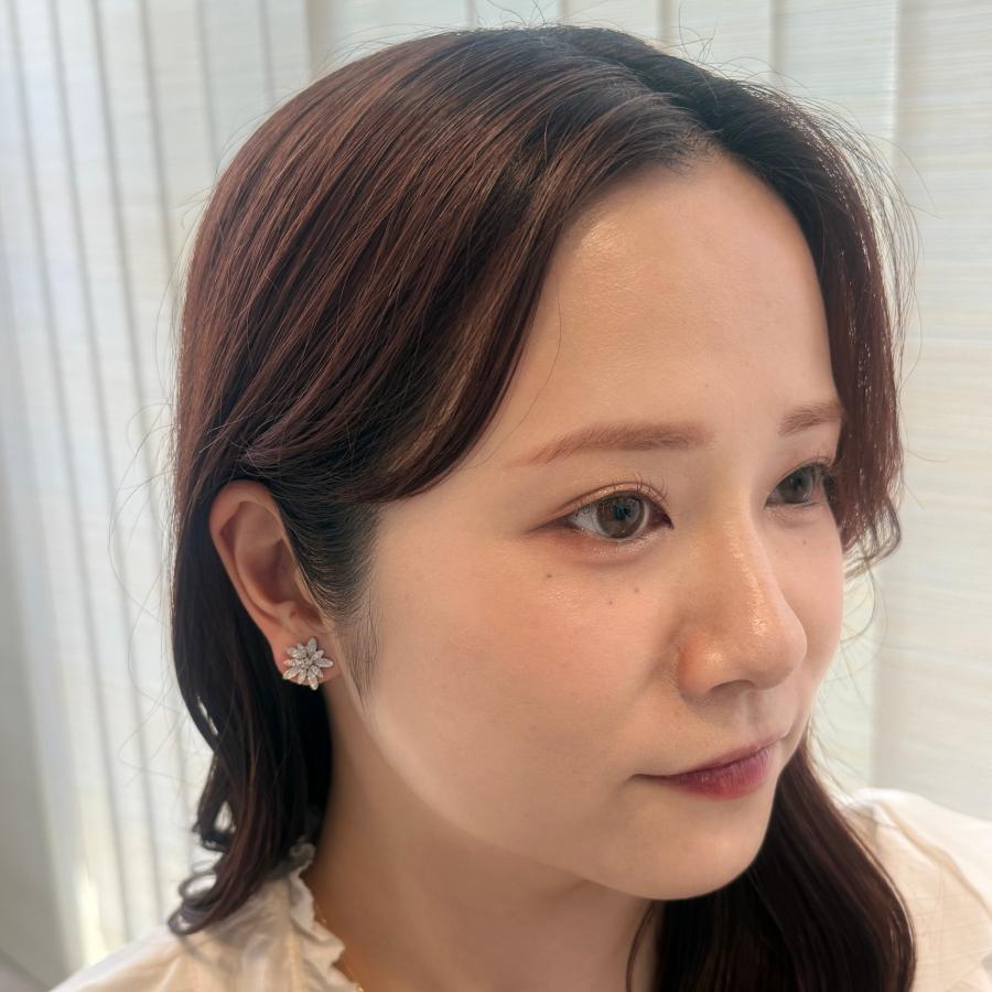 ピアス ダイヤモンド 0.4ct 18金 ホワイトゴールド フラワー 花