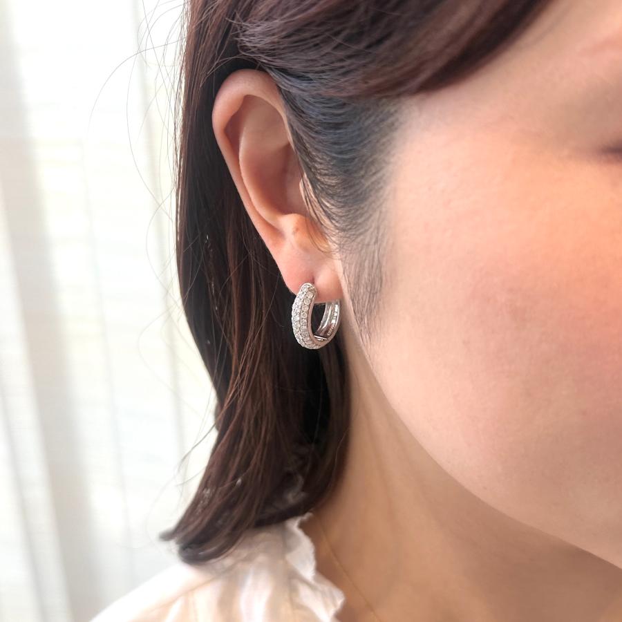 ピアス ダイヤモンド 1.0ct 18金 ホワイトゴールド フープ リング K18