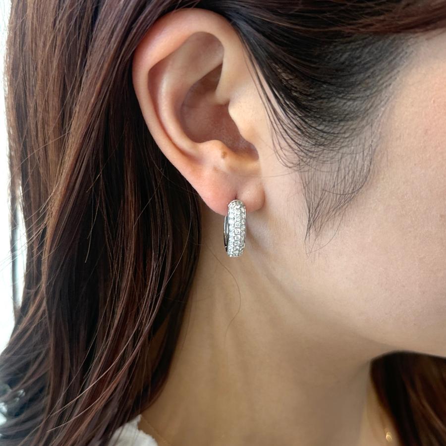 ピアス ダイヤモンド 1.0ct 18金 ホワイトゴールド フープ リング K18