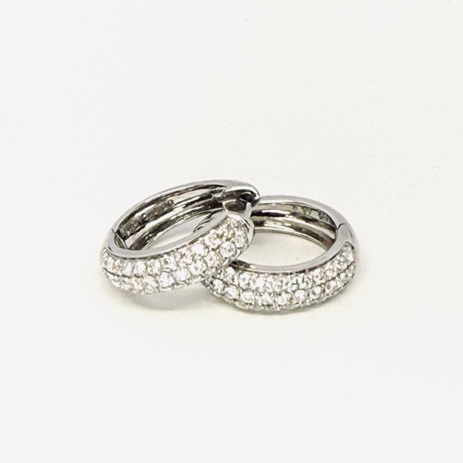 ピアス ダイヤモンド 1.0ct 18金 ホワイトゴールド フープ リング K18