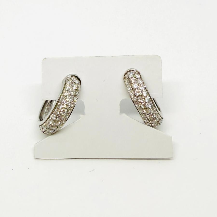 ピアス ダイヤモンド 1.0ct 18金 ホワイトゴールド フープ リング K18