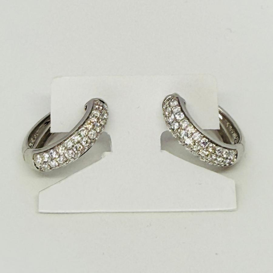 ピアス ダイヤモンド 1.0ct 18金 ホワイトゴールド フープ リング K18