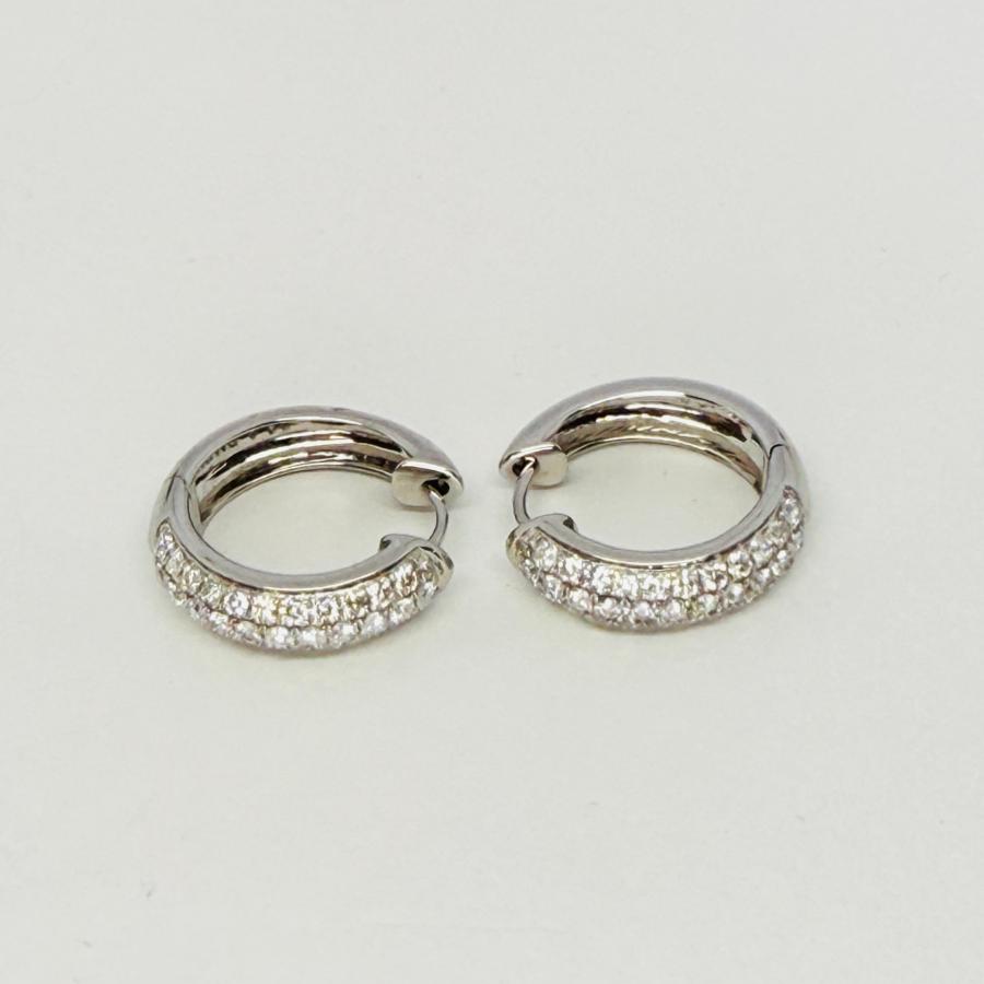 ピアス ダイヤモンド 1.0ct 18金 ホワイトゴールド フープ リング K18