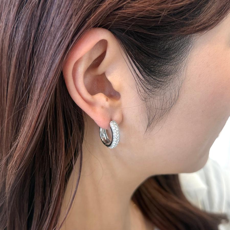 ピアス ダイヤモンド 1.0ct 18金 ホワイトゴールド フープ リング K18