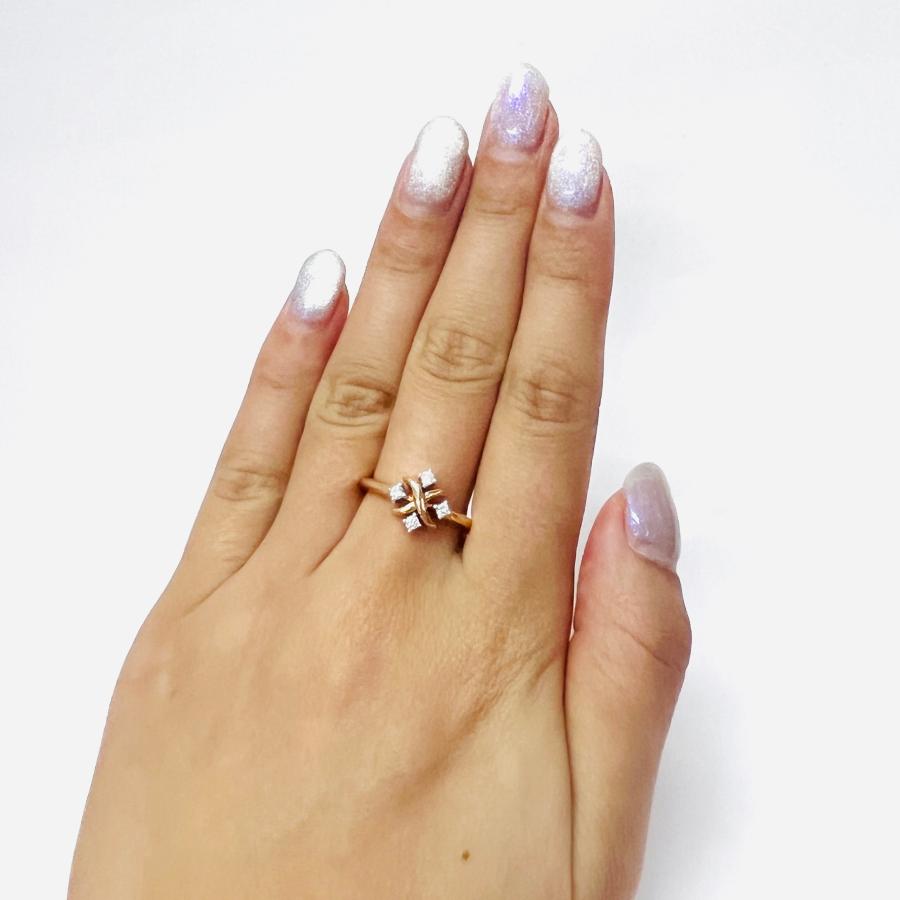 リング 18金 ピンクゴールド ダイヤモンド 0.18ct  花 フラワー 指輪  K18 PG レディース RMジュエリーの画像