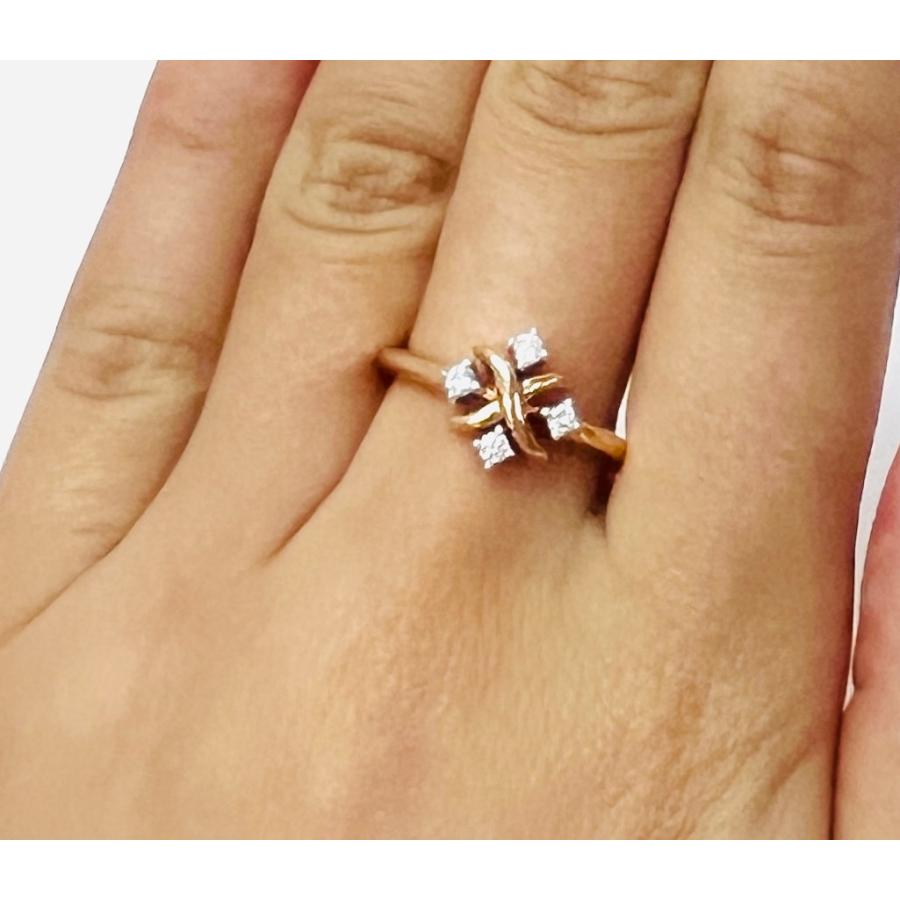 リング 18金 ピンクゴールド ダイヤモンド 0.18ct  花 フラワー 指輪  K18 PG レディース RMジュエリーの画像