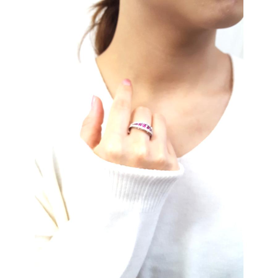 リング 18金 ホワイトゴールド ルビー 0.5ct ダイヤモンド 指輪 K18 WG