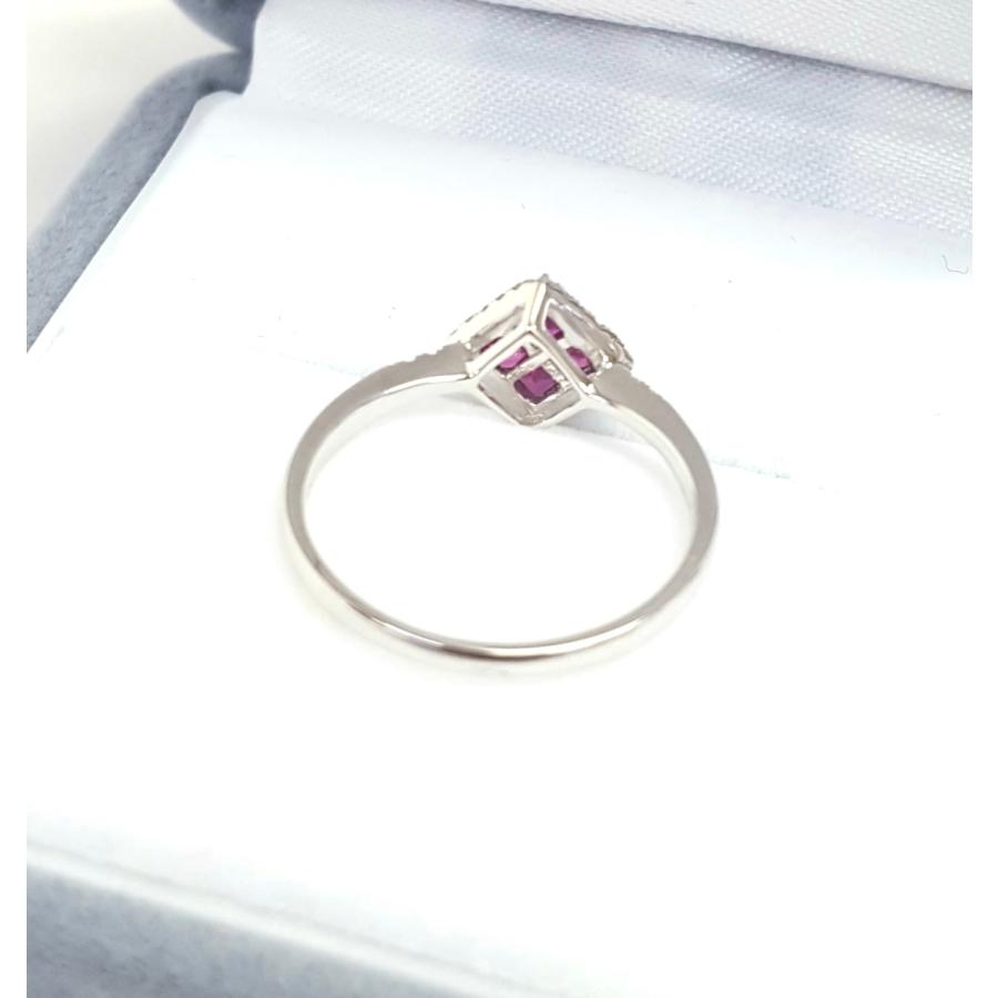 値引きしました　White GOLD台ルビーの指輪 リング 18金 ホワイトゴールド ルビー 0.5ct ダイヤモンド 指輪 K18 WG
