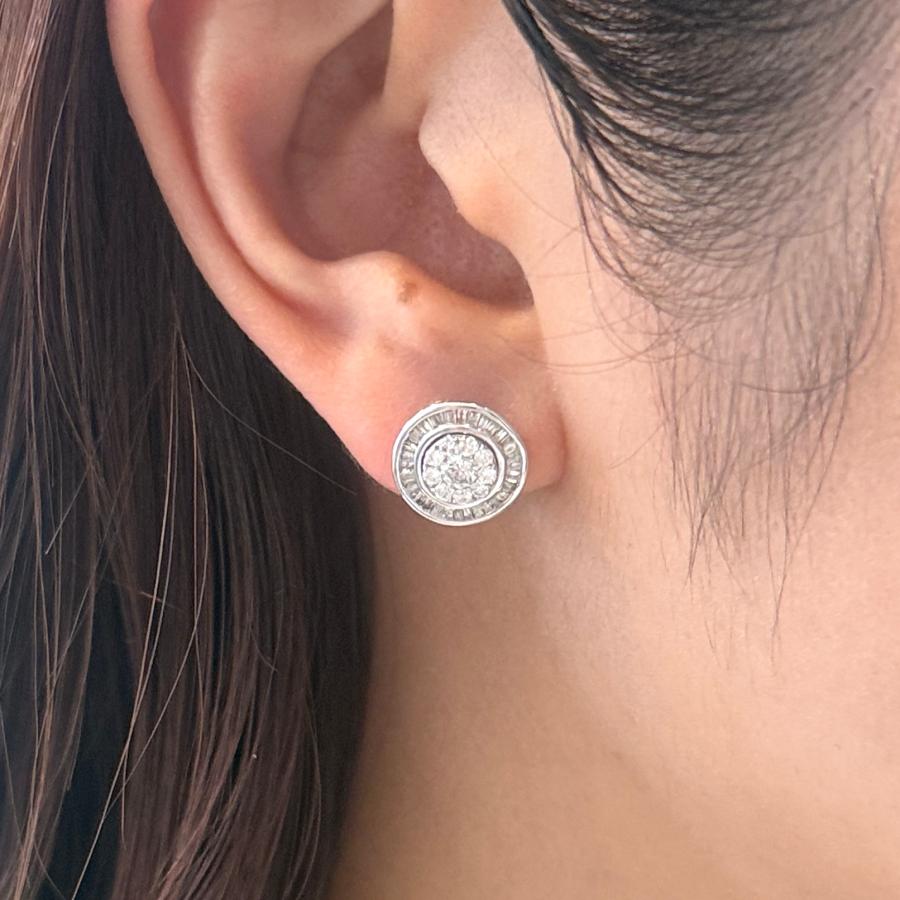 ピアス 18金 ホワイトゴールド ダイヤモンド 0.80ct 2WAY スタッド K18