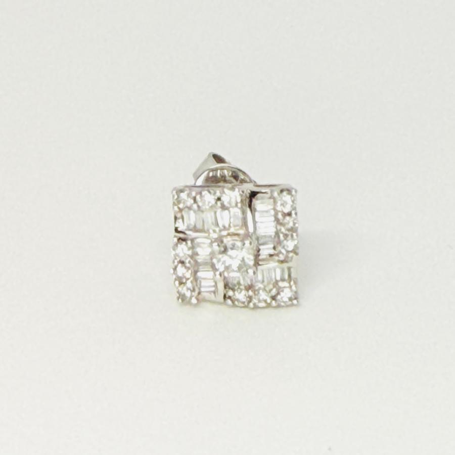ピアス ダイヤモンド 0.82ct 18金 ホワイトゴールド スクエア ひし形 スタッド K18 WG レディース RMジュエリーの画像