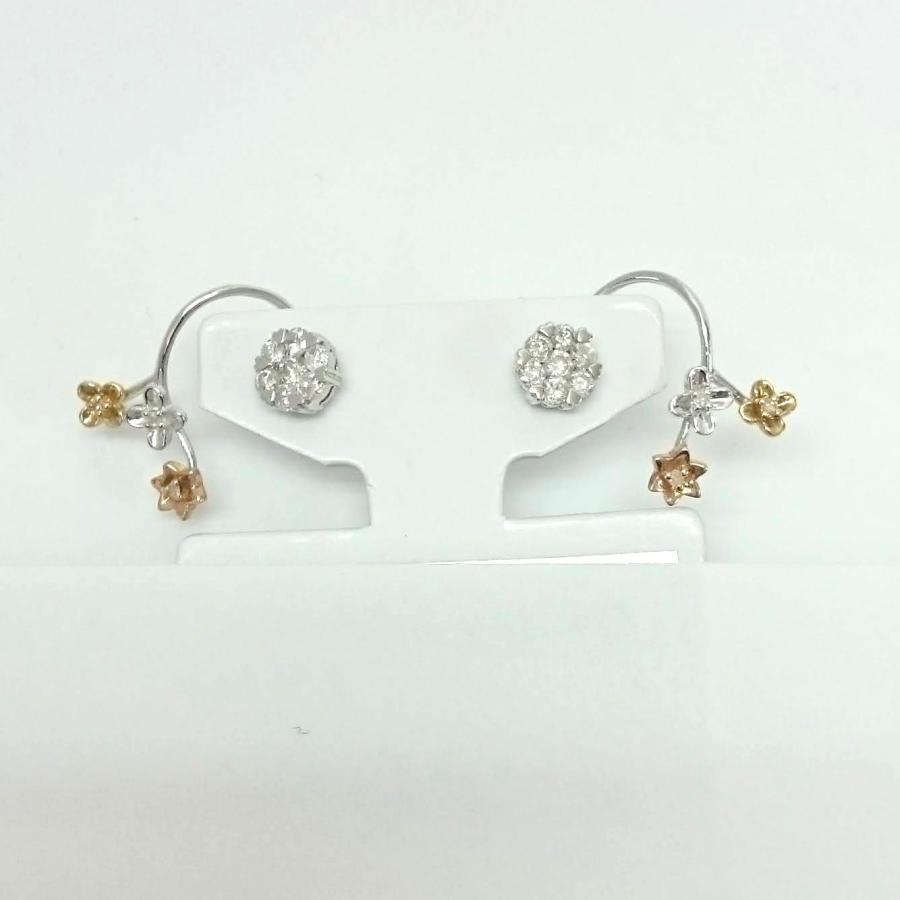 K18WG K18 ピアス ゴールド×ホワイトゴールド コンビ ダイヤモンド K18WG K18 ピアス ゴールド×ホワイトゴールド コンビ ダイヤモンド K18