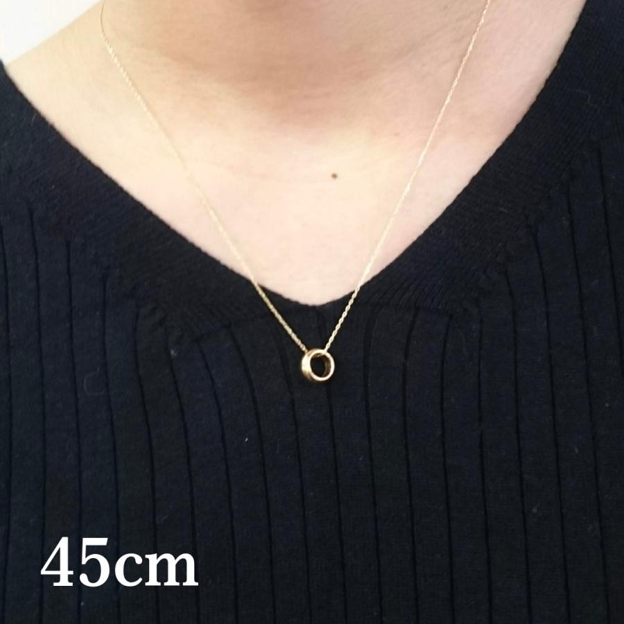 18金 リング ネックレス K18 YG 45cm ベビーリング ペンダント