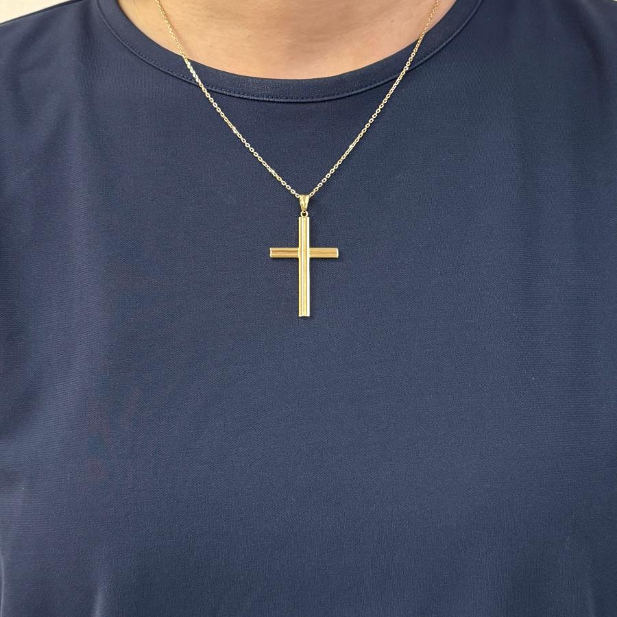 新品 ペンダントトップ 18金 クロス 十字架 K18 YG イタリア製 メンズ