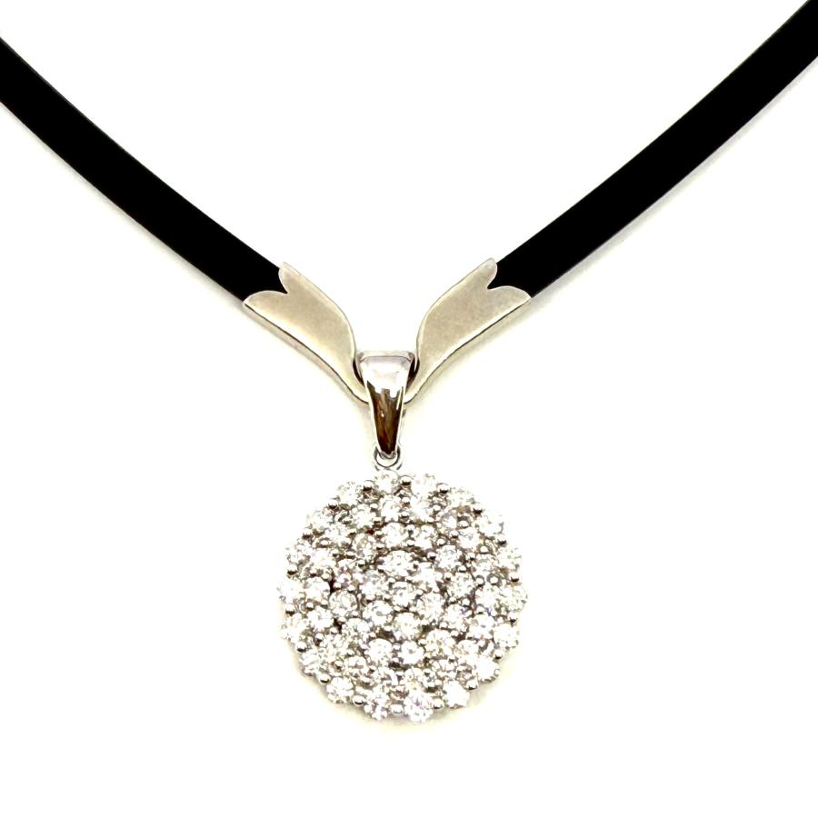 ネックレス 18金 ホワイトゴールド ダイヤモンド 2.00ct ラバー