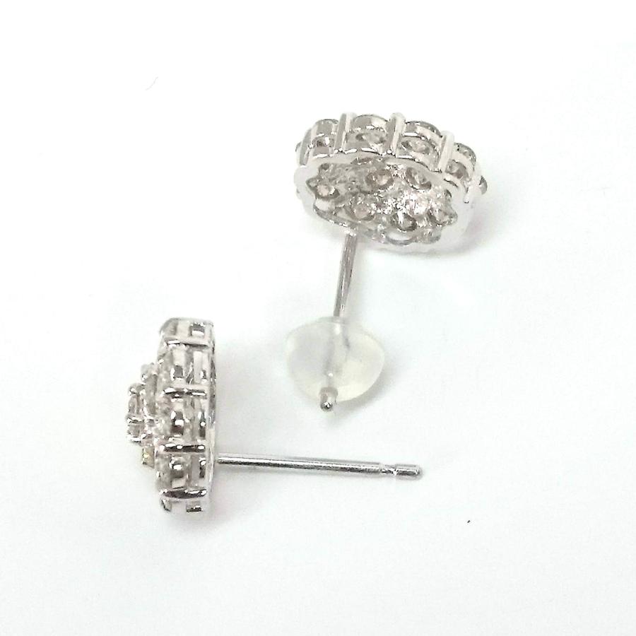 ピアス ダイヤモンド 1.00ct 18金 ホワイトゴールド フラワー スタッド