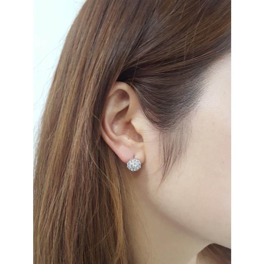 ピアス ダイヤモンド 1.00ct 18金 ホワイトゴールド フラワー スタッド 