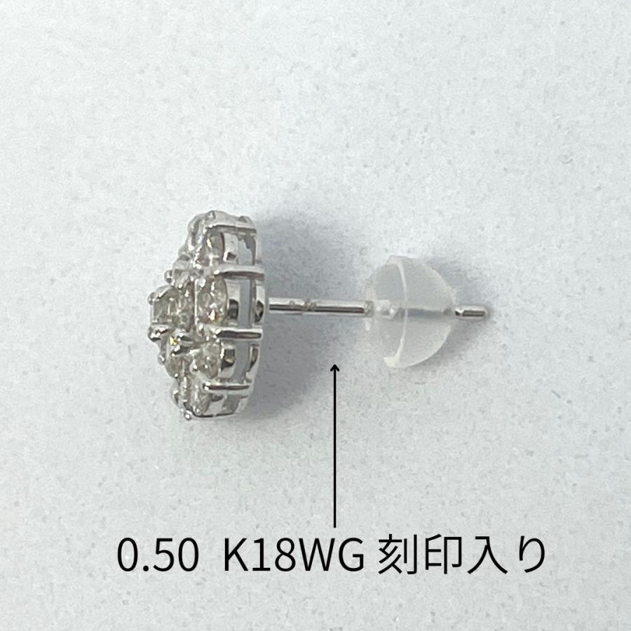 ピアス ダイヤモンド 1.00ct 18金 ホワイトゴールド フラワー スタッド