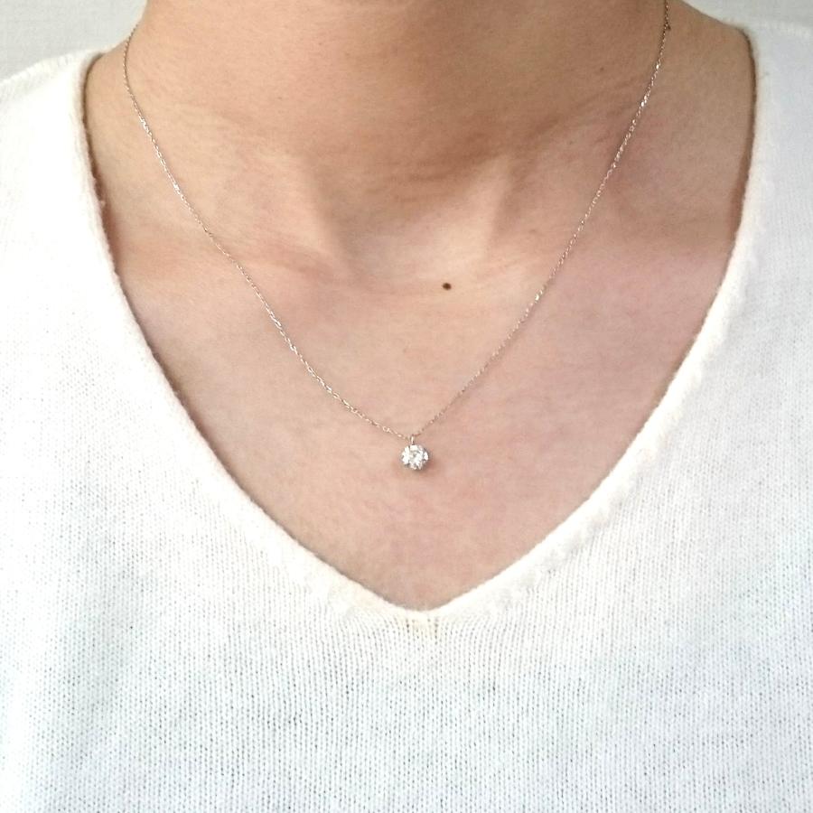 ネックレス プラチナ ダイヤモンド 一粒 0.524ct Pt900 プチ
