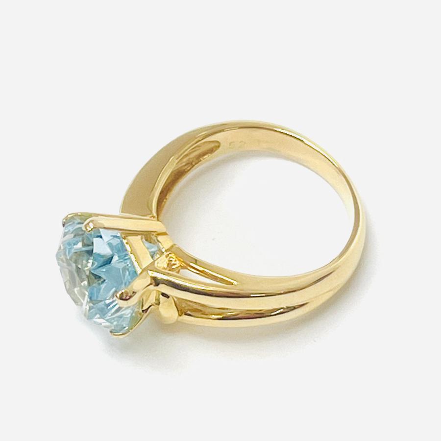 ブルートパーズ18金 リング 18金 ブルートパーズ 5.21ct 星 スター 指輪 K18 YG レディース
