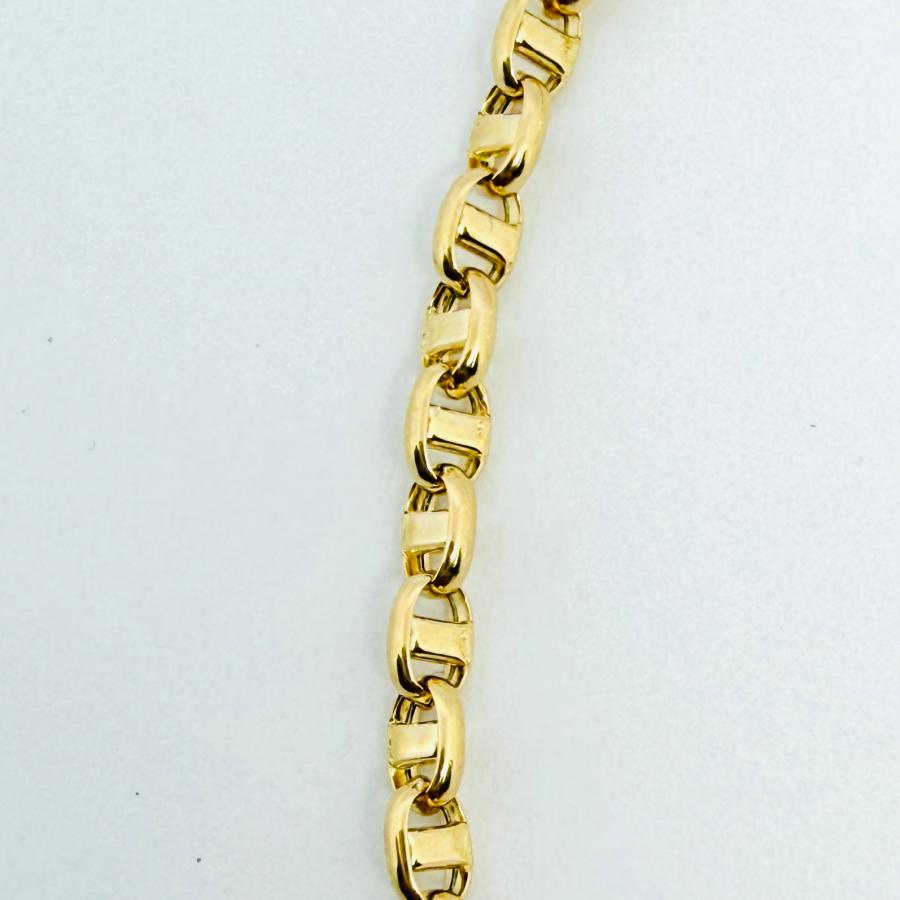 18金 アンカー マリン チェーン ブレスレット 幅2.8mm 18cm マリーナ パイプ アズキ 中空  豚鼻 K18 YG 丸アズキ RMジュエリーの画像