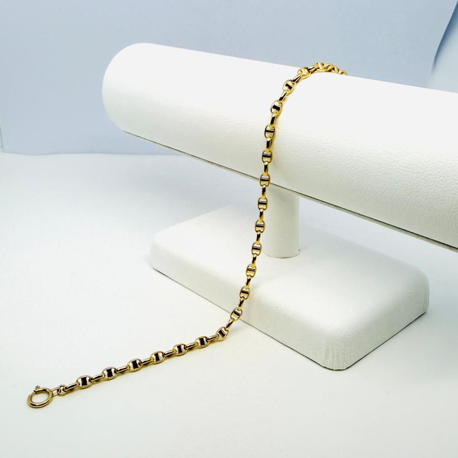 18金 アンカー マリン チェーン ネックレス マリーナ パイプ アズキ 幅2.8mm 45cm 50cm 60cm 中空 豚鼻 K18 YG 丸アズキ メンズ RMジュエリーの画像
